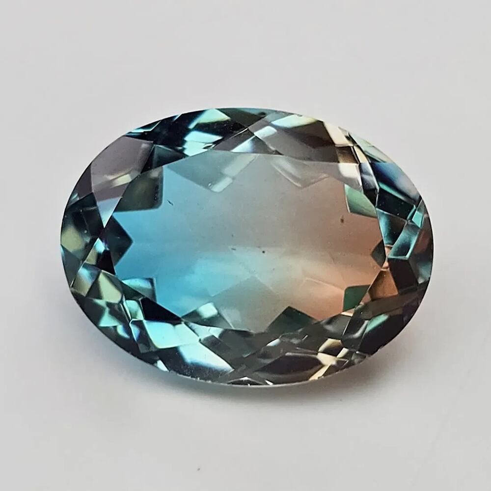 Natural Quartz Doublet, Blue & Peach Bi-Color, 9.51 ct, 16x12mm